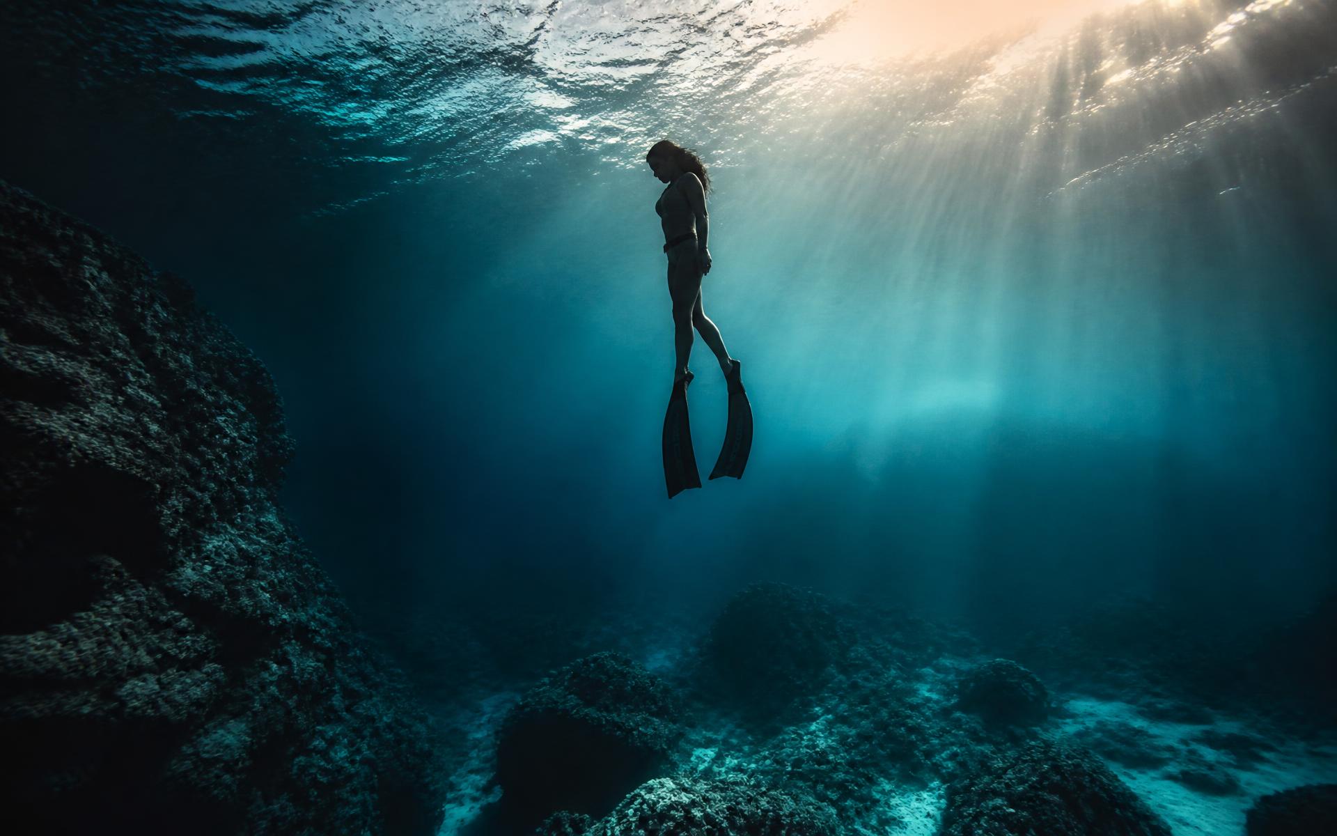 Clear ocean water over a tropical reef